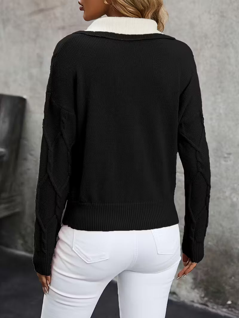 Mahalia™ Pullover Mit Zopfmuster Und Kragen