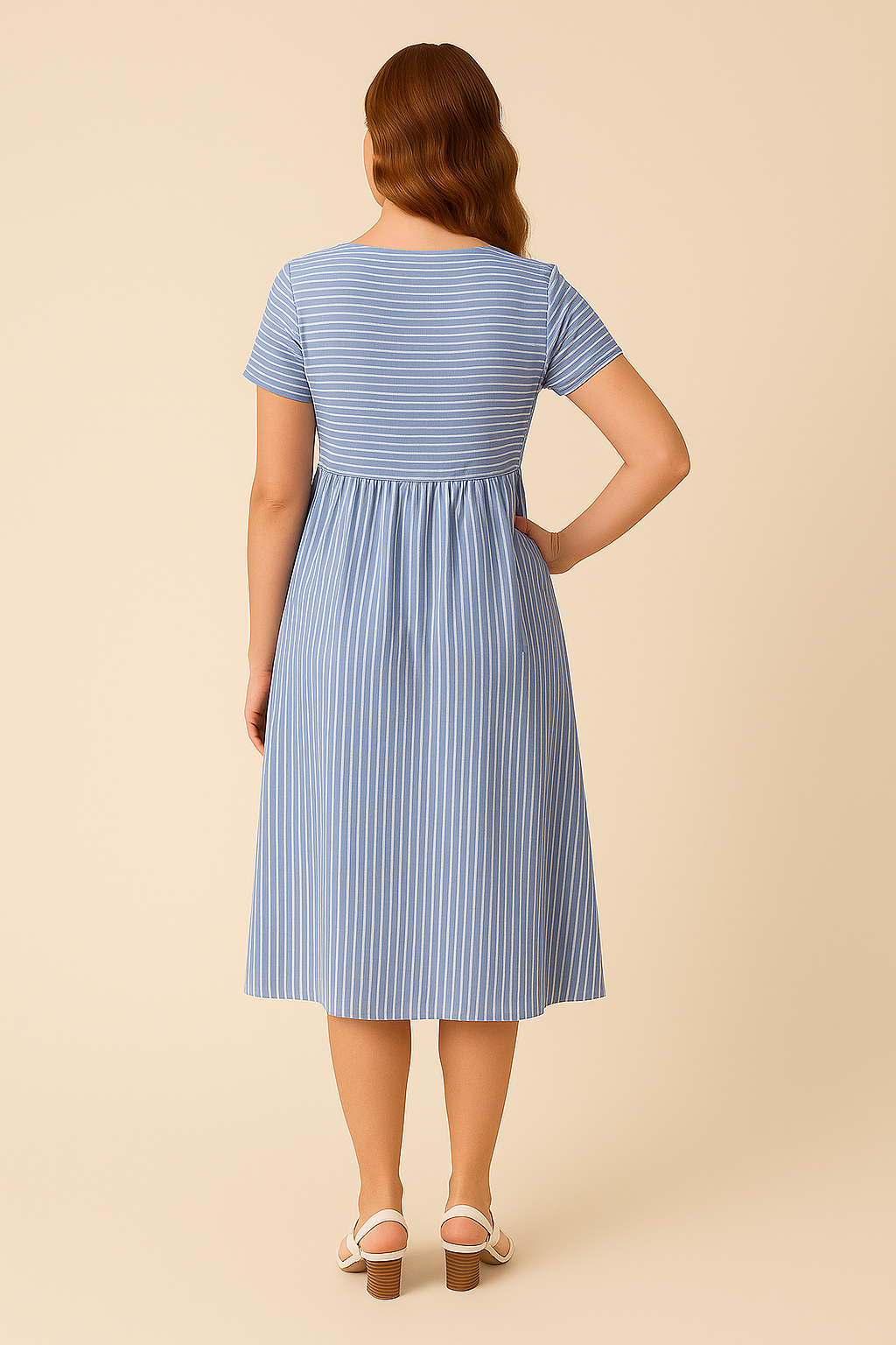 HERBERGER | Sommerliches Damen Midikleid in Baumwolloptik mit schulterfreiem Schnitt