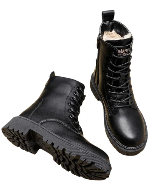 Andrea™ - Schwarze Winterstiefel aus Kunst-Leder