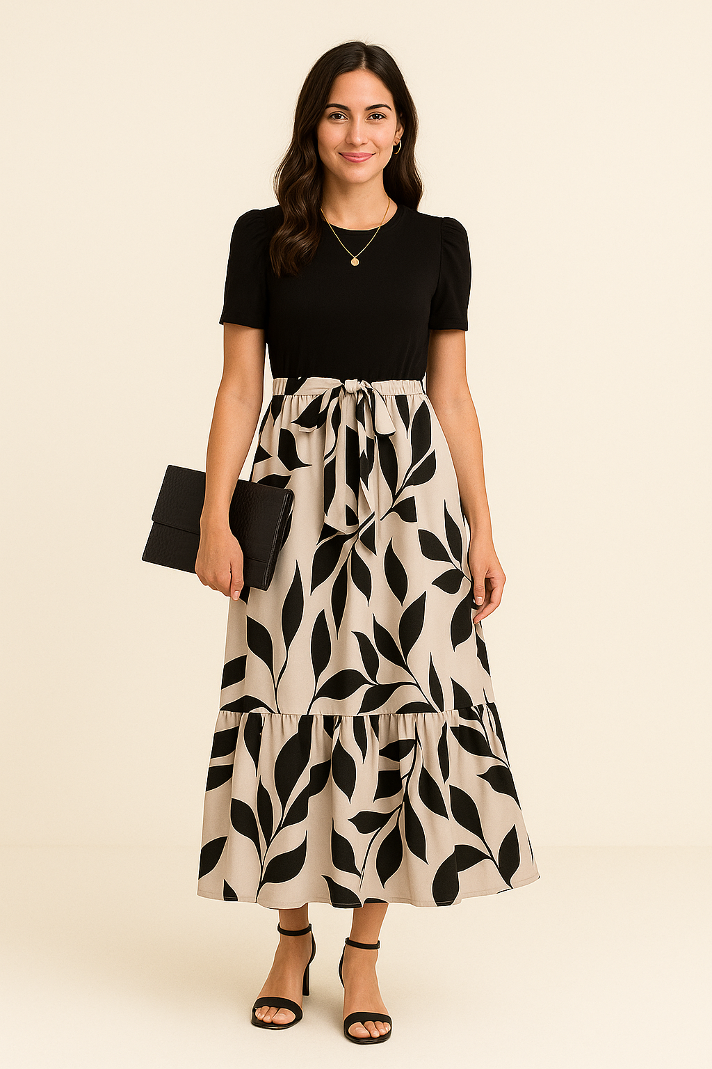 HERBERGER | Sommerliches Damen Maxikleid mit Puffärmeln und taillierter Passform