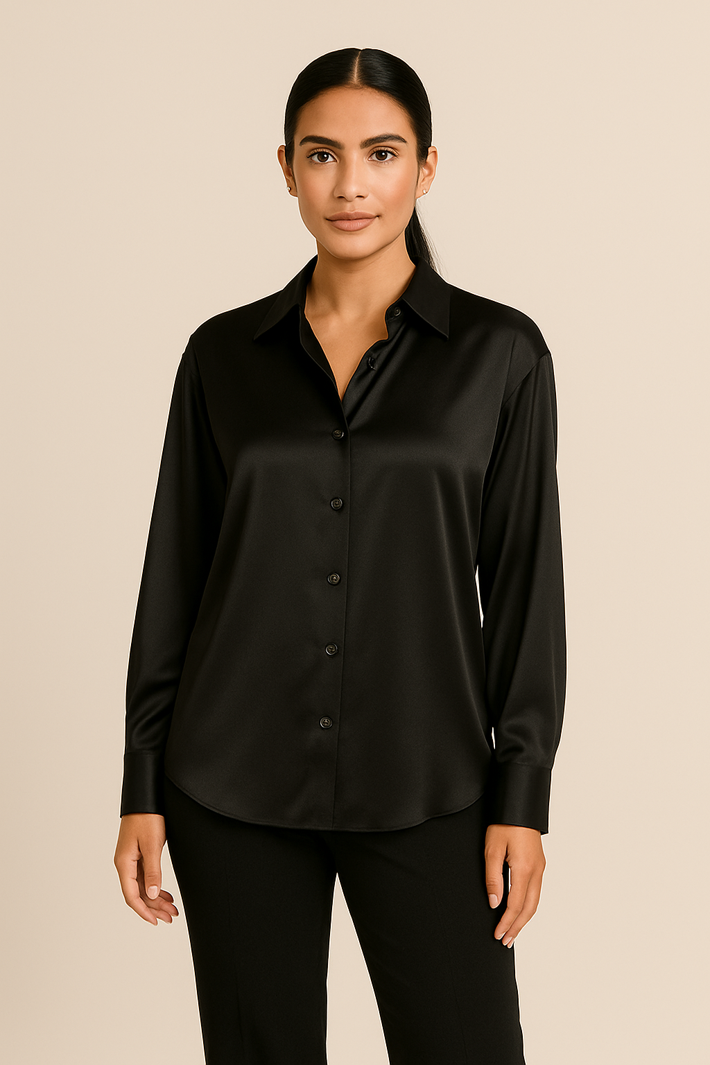 HERBERGER | Festliche Damen Bluse mit seidigem Finish und klassischer Knopfleiste