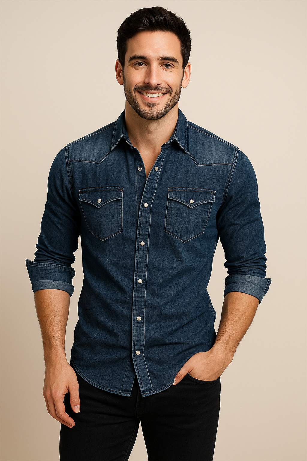 HERBERGER | Herren Jeanshemd mit Brusttaschen für Sommer und Alltag