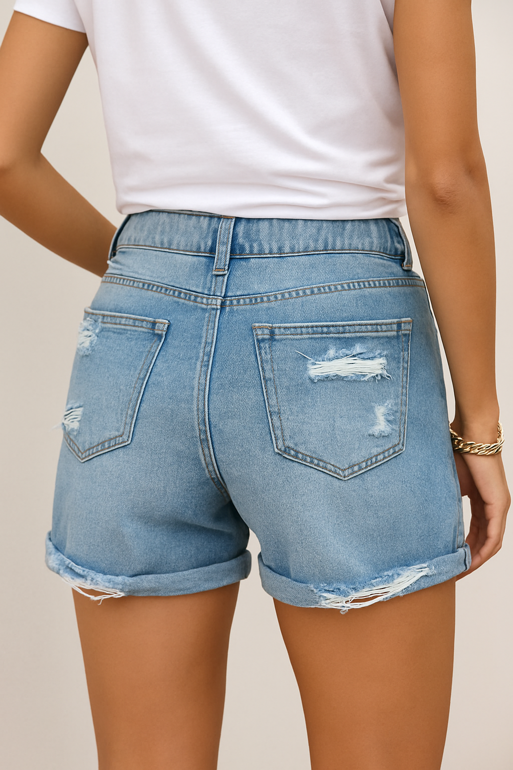 HERBERGER | Damen Jeansshorts mit Fransen und hohem Bund für Sommer und Urlaub