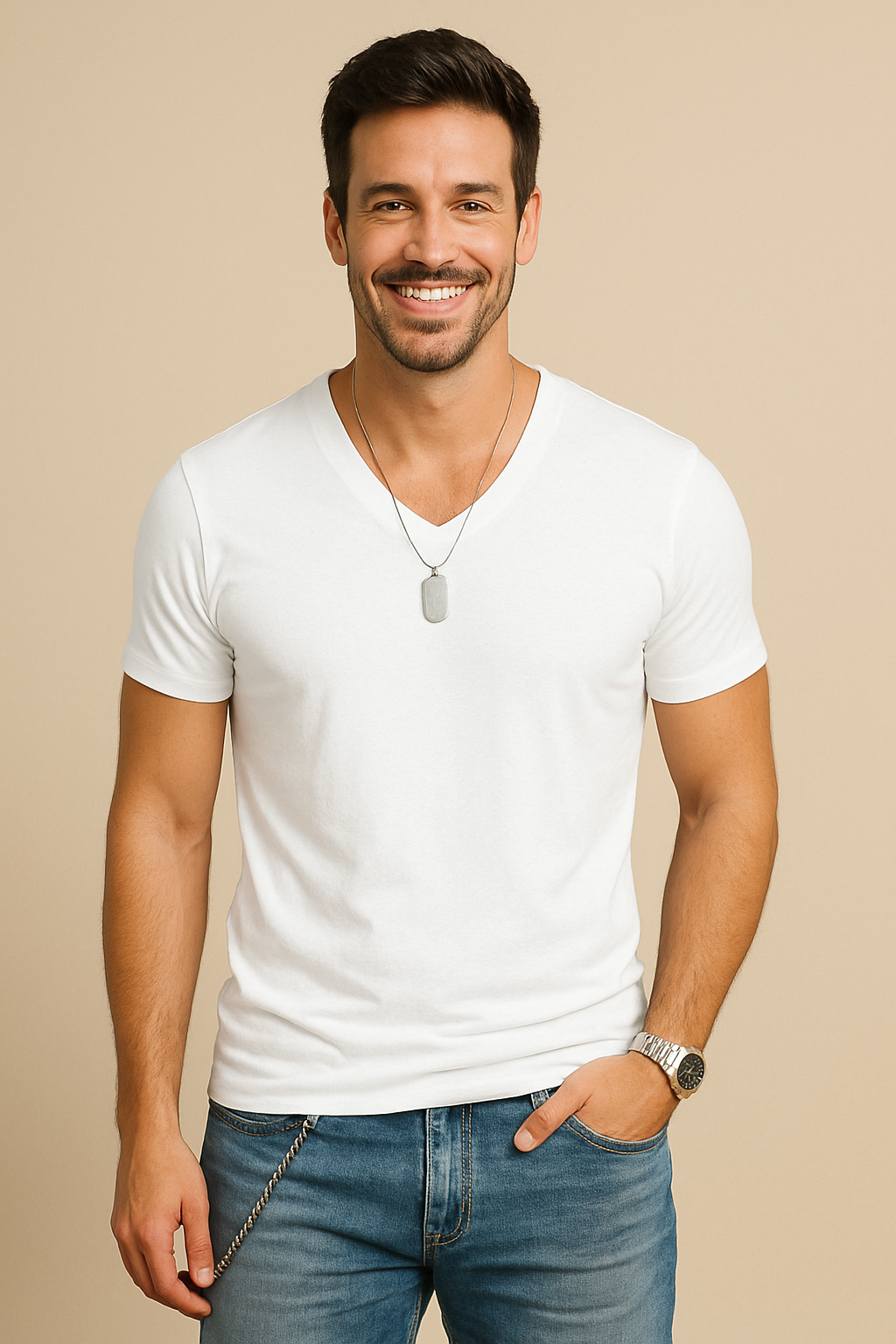 HERBERGER | Herren T-Shirt mit V-Ausschnitt für Sommer und Alltag