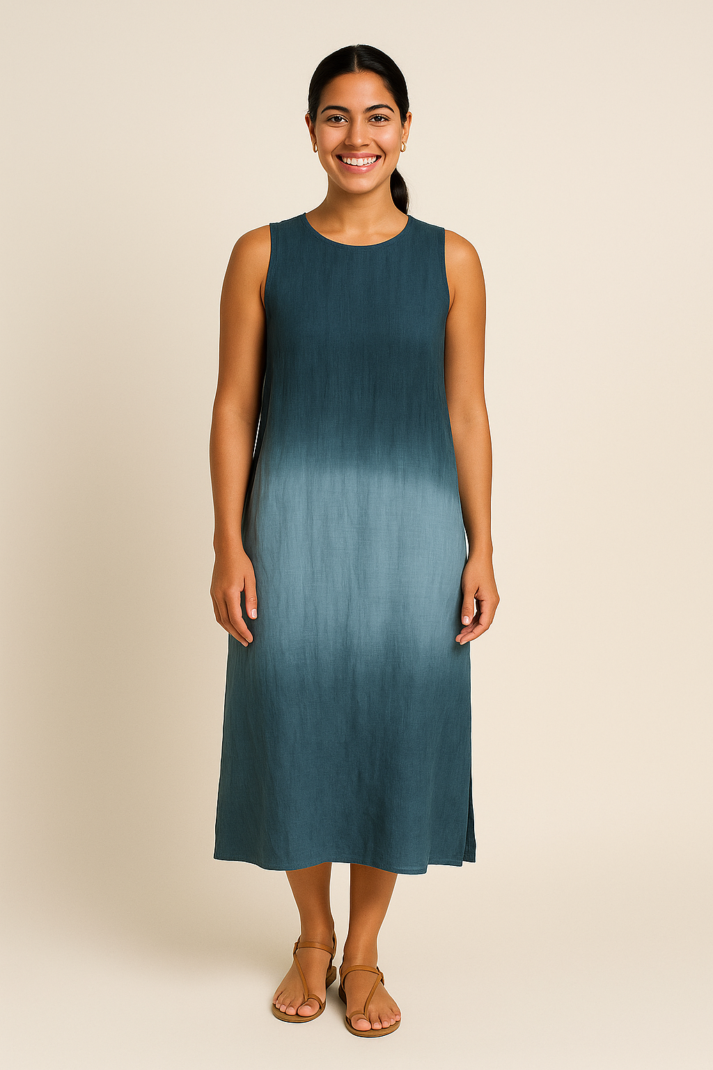 HERBERGER | Damen Ärmelloses Maxikleid mit Rundhalsausschnitt luftig & leicht