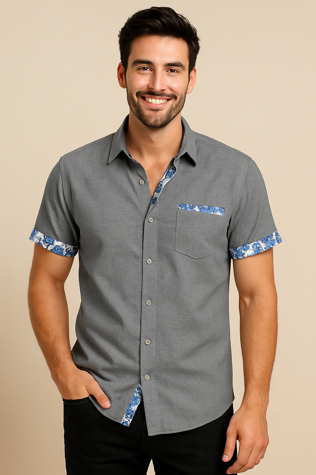 HERBERGER | Herren Kurzarmhemd in Leinenoptik für Sommer und Freizeit