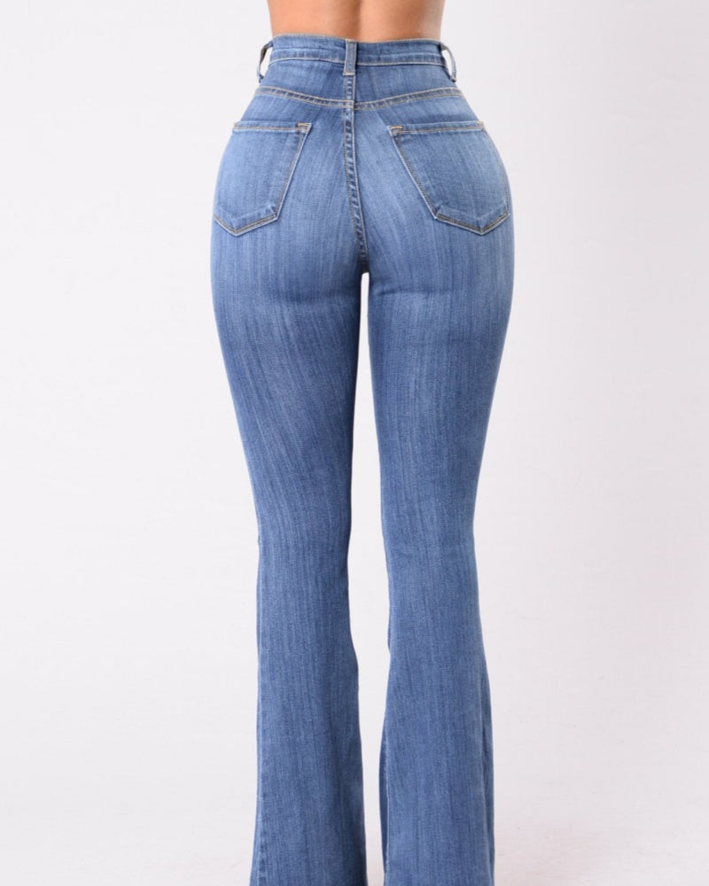 Schlag Jeans mit Hoher Taille