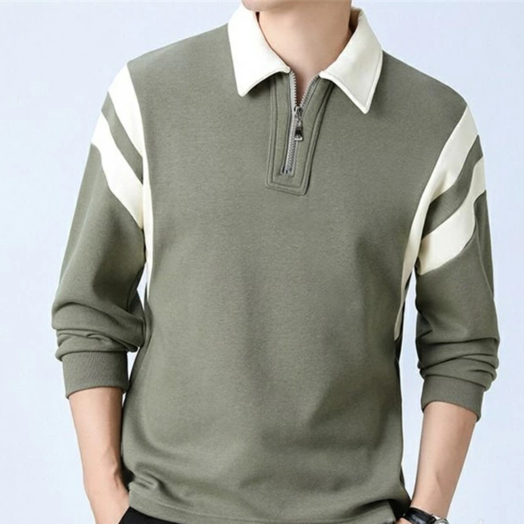 Strukturweg Herren Langarm Polo-Shirt