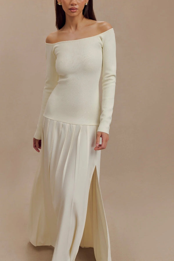 Jasmin Retro-Maxikleid mit Bardot-Ausschnitt