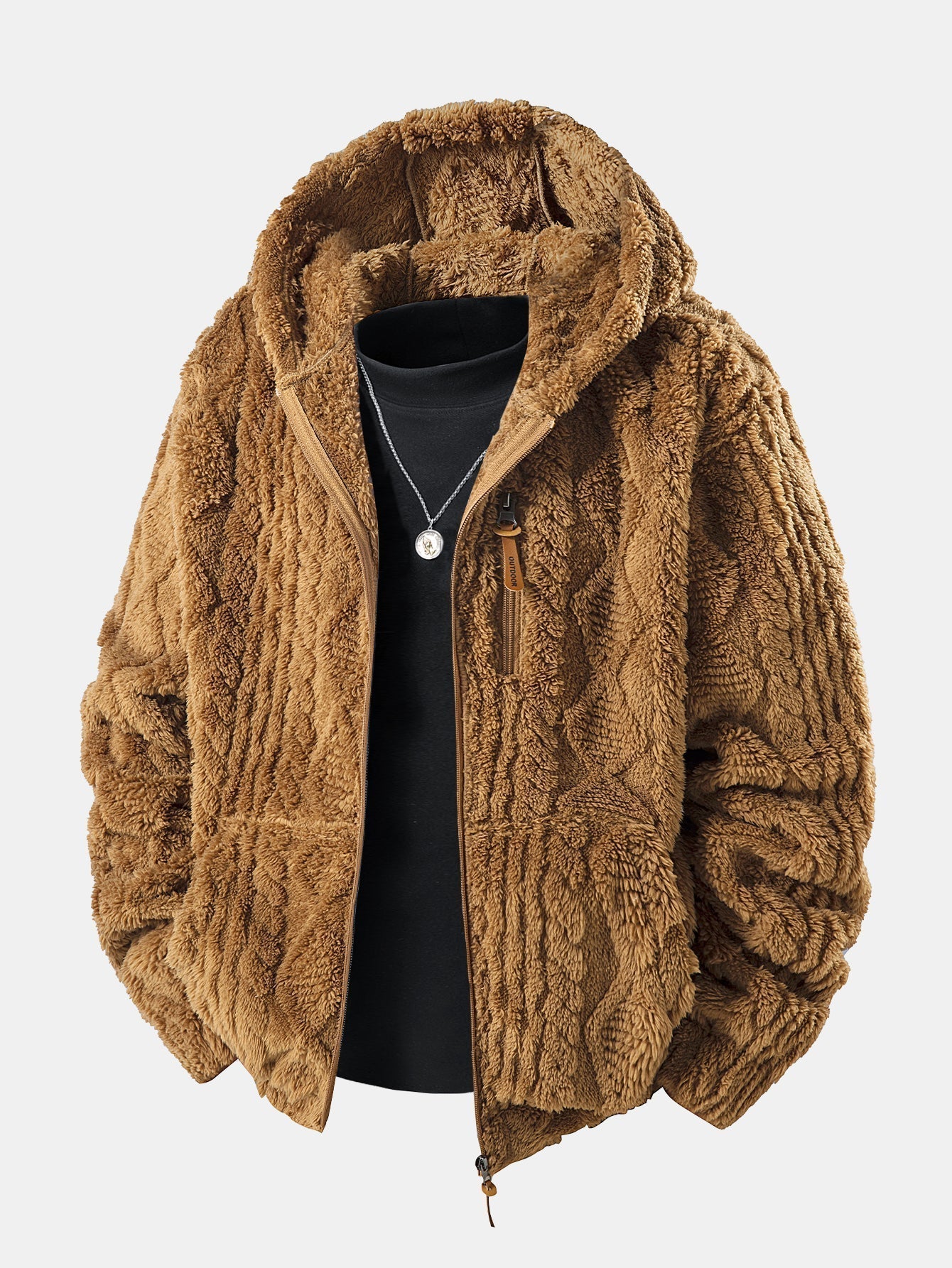 Alonzo™  Geometrischer Jacquard Teddy Kapuzenpullover