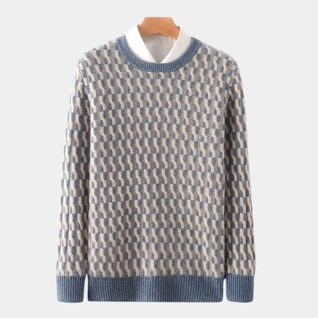 Geometrischer Pullover mit Rundhalsausschnitt