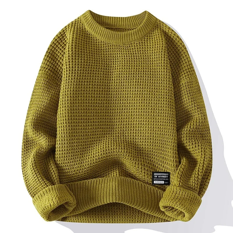 Henning™  Waffelgestrickter Pullover Mit Langen Ärmeln