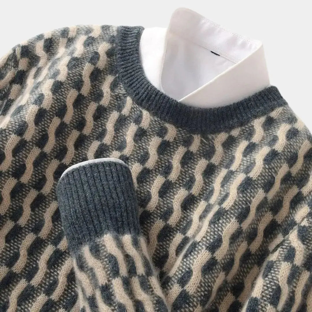 Geometrischer Pullover mit Rundhalsausschnitt