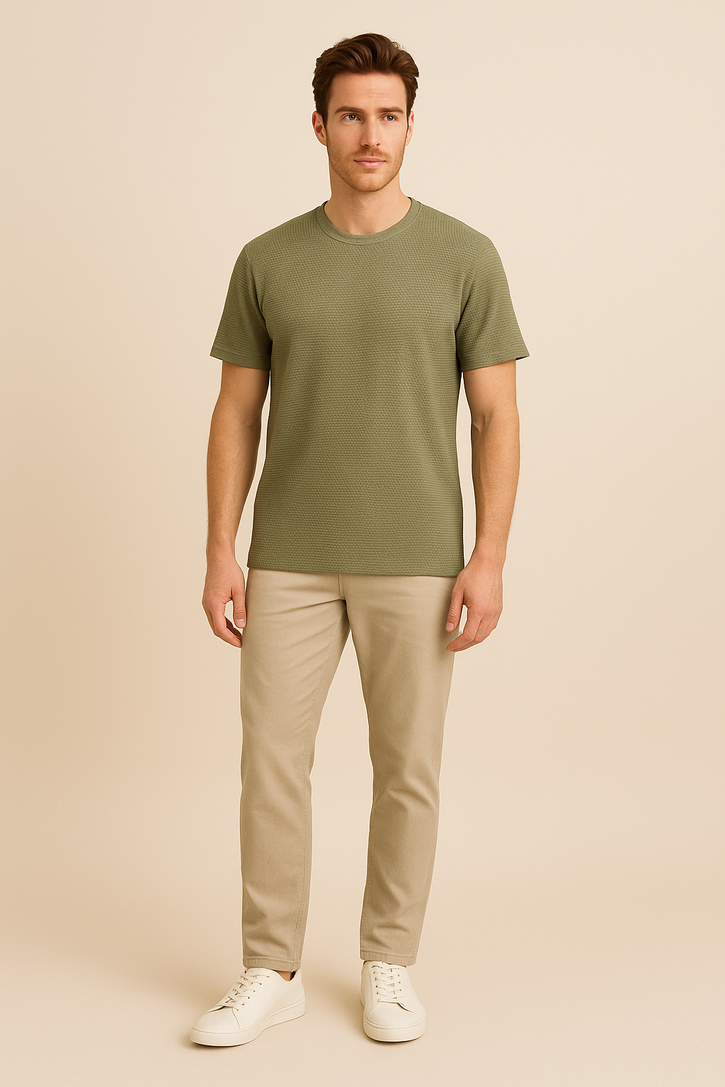 HERBERGER | Herren T-Shirt mit Waffelstruktur für Sommer und Übergangszeit