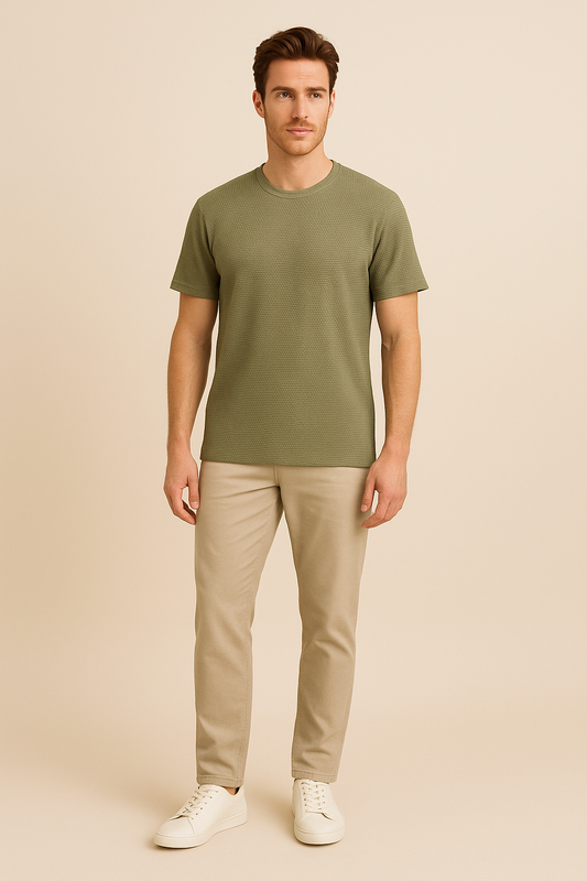 HERBERGER | Herren T-Shirt mit Waffelstruktur für Sommer und Übergangszeit