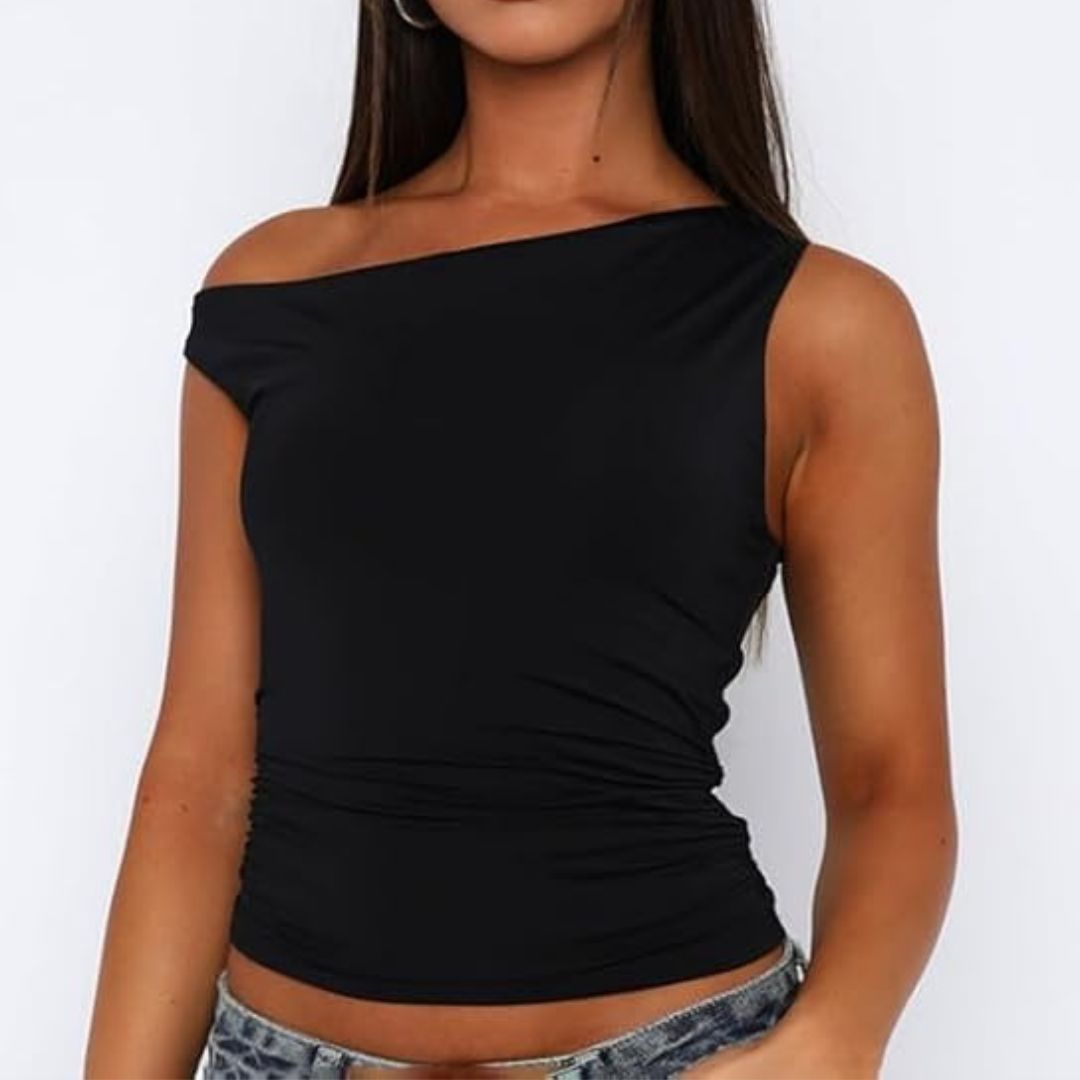 Schwarzstil Damen Crop-Top
