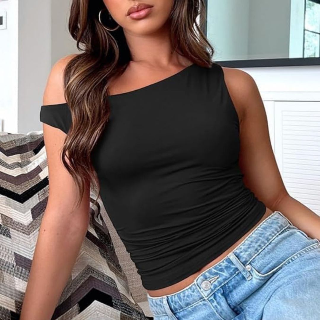 Schwarzstil Damen Crop-Top