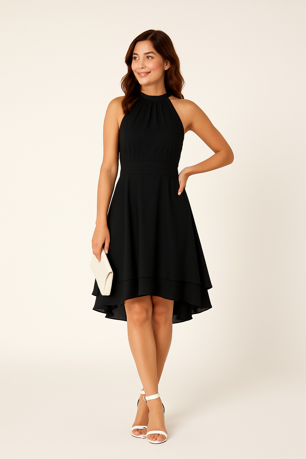 HERBERGER | Damen Neckholder Kleid mit taillierter Passform und High-Low-Rock
