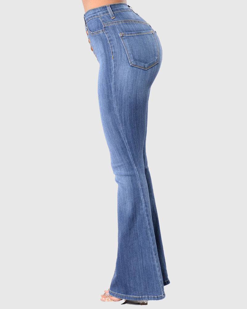 Schlag Jeans mit Hoher Taille