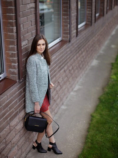 Karierter Wollmantel