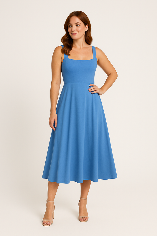 HERBERGER | Sommerliches Damen A-Linien Midikleid mit eckigem Ausschnitt