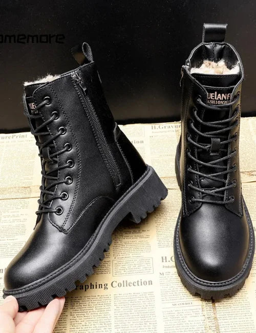 Andrea™ - Schwarze Winterstiefel aus Kunst-Leder