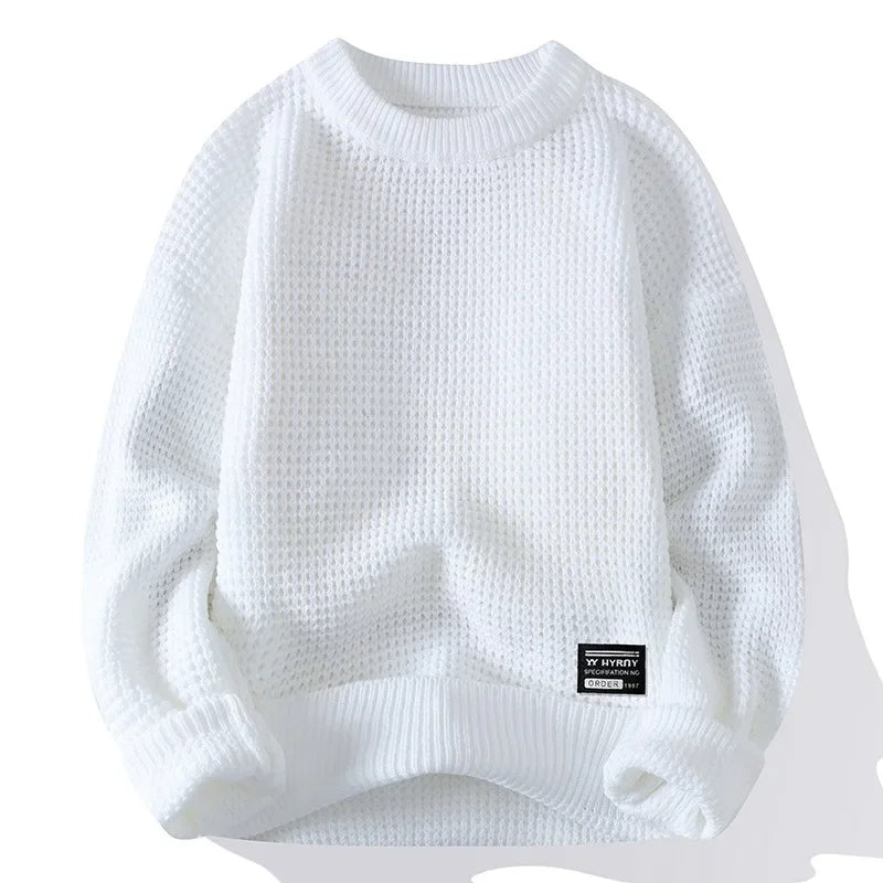Henning™  Waffelgestrickter Pullover Mit Langen Ärmeln