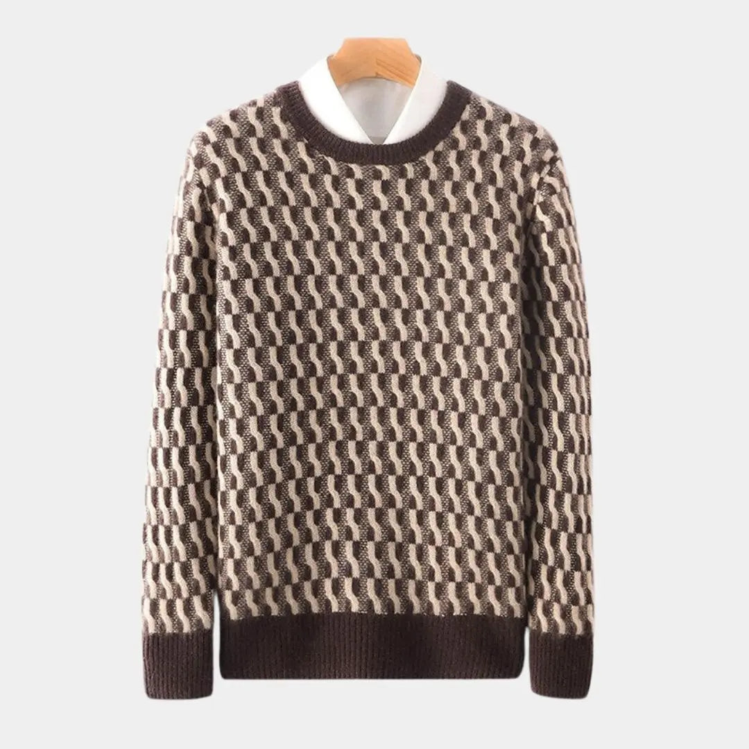 Geometrischer Pullover mit Rundhalsausschnitt