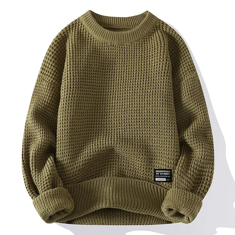 Henning™  Waffelgestrickter Pullover Mit Langen Ärmeln