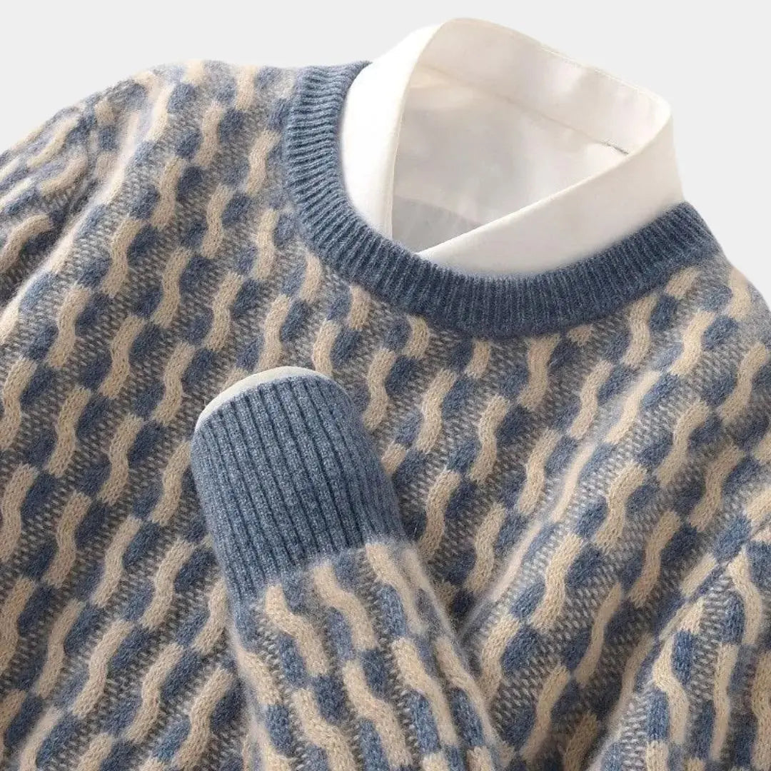 Geometrischer Pullover mit Rundhalsausschnitt