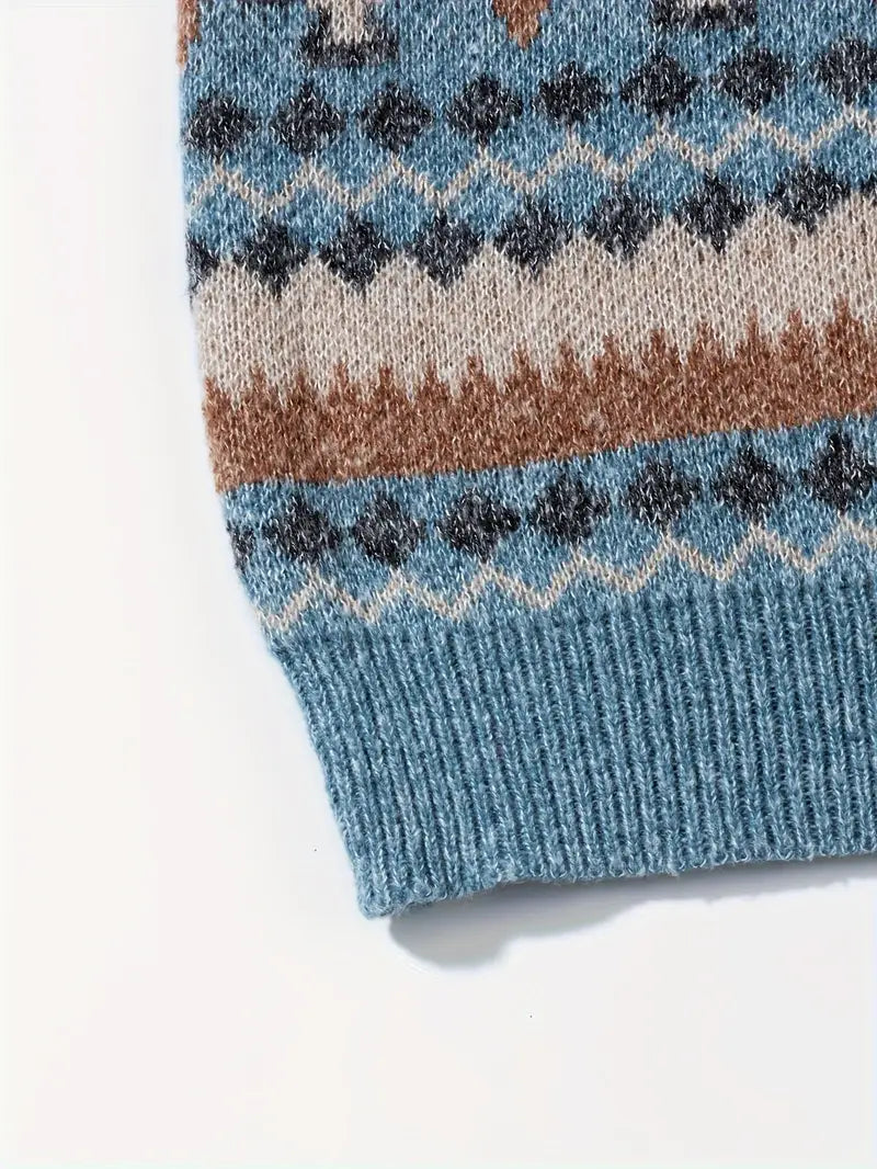 Hartman Lässiger Geometrischer Strick Pullover