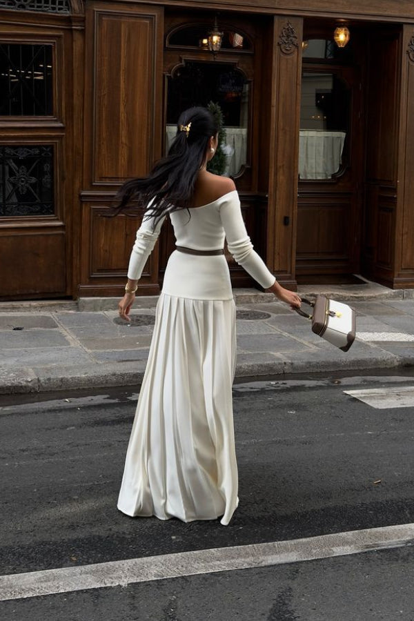 Jasmin Retro-Maxikleid mit Bardot-Ausschnitt