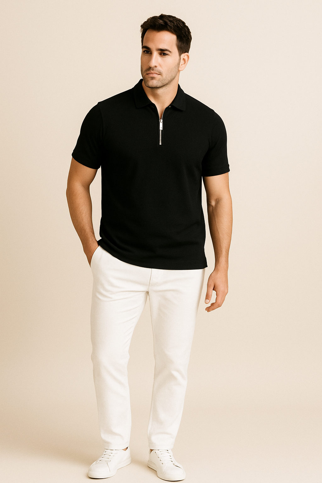 HERBERGER | Herren Sommer Poloshirt mit Reißverschluss und schmaler Passform