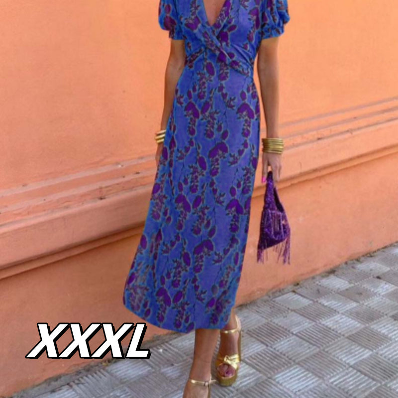 Kleid mit Schlitz und Blumenmuster