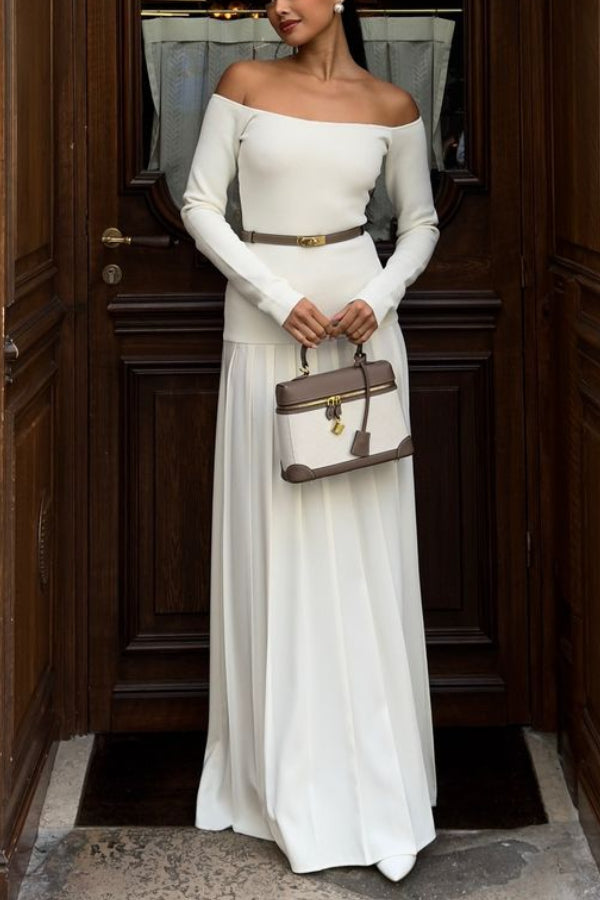 Jasmin Retro-Maxikleid mit Bardot-Ausschnitt