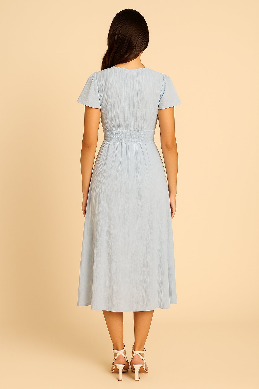 HERBERGER | Damen Maxikleid luftig-leicht mit Knopfleiste und Puffärmeln