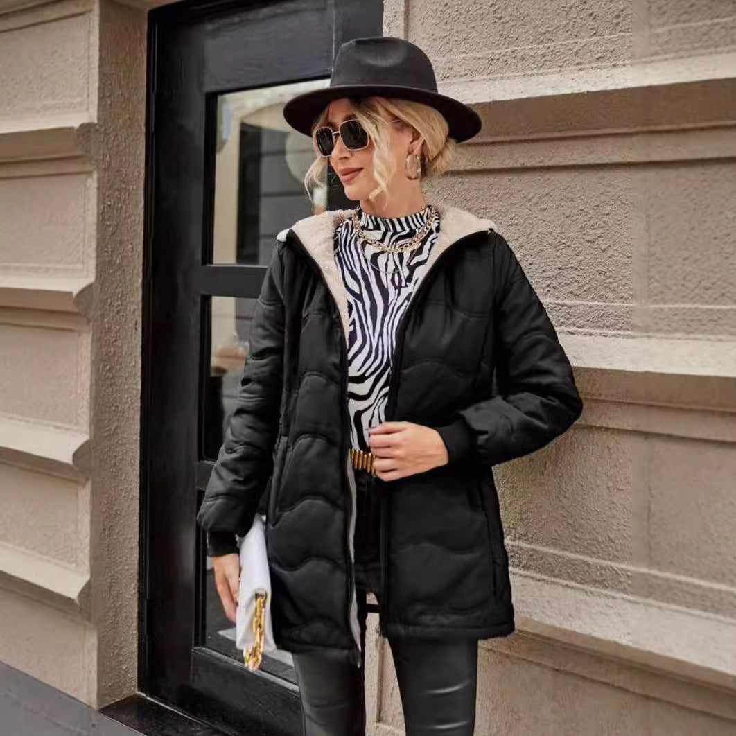 Fleecemantel mit Kapuze