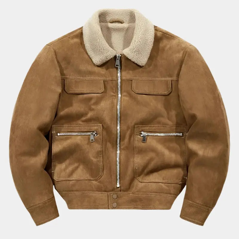 Exklusive Fleece-Wildlederjacke