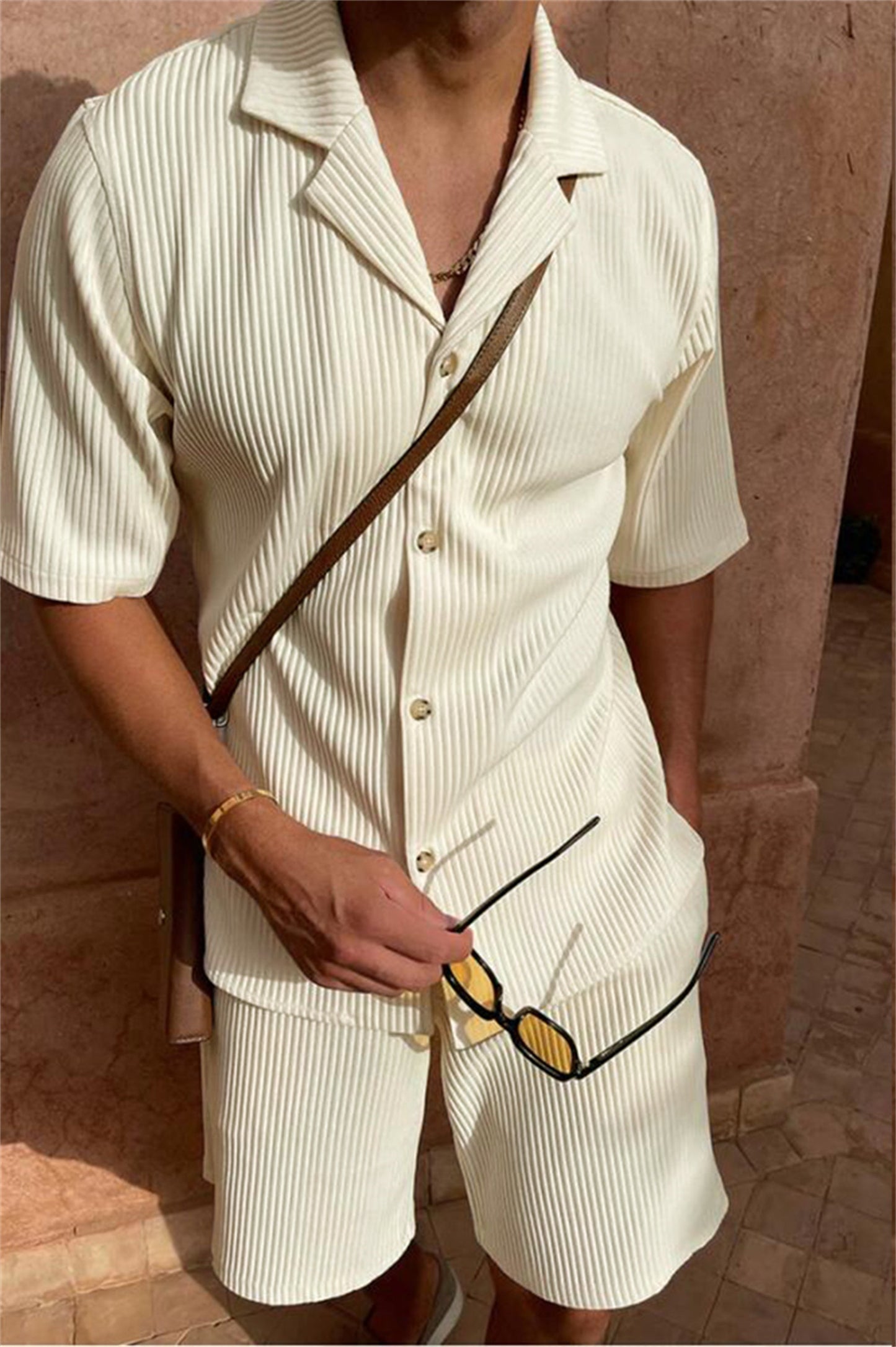 Leonardo Cord Hemd Mit Kurzen Ärmeln Und Kurze Hose Satz