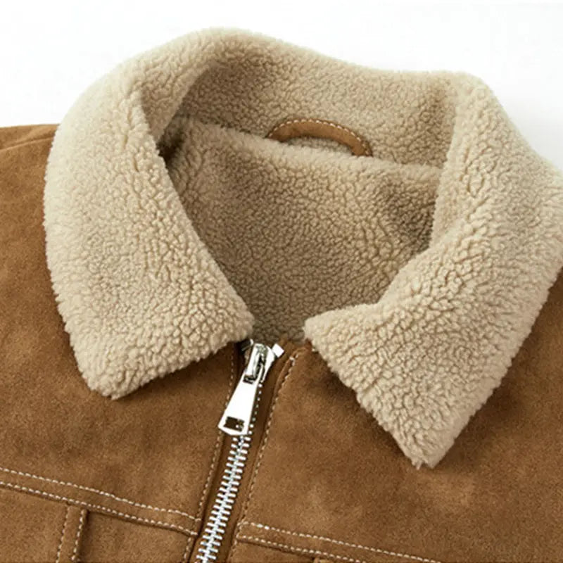 Exklusive Fleece-Wildlederjacke