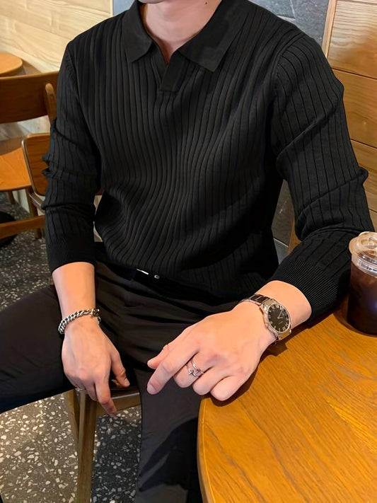 Feinblick Herren Langarm Polo-Shirt