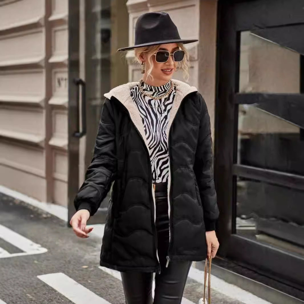 Fleecemantel mit Kapuze