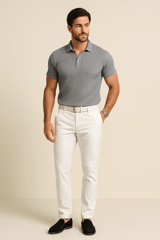HERBERGER | Herren Poloshirt aus Waffelstrick für Sommer und Übergangszeit