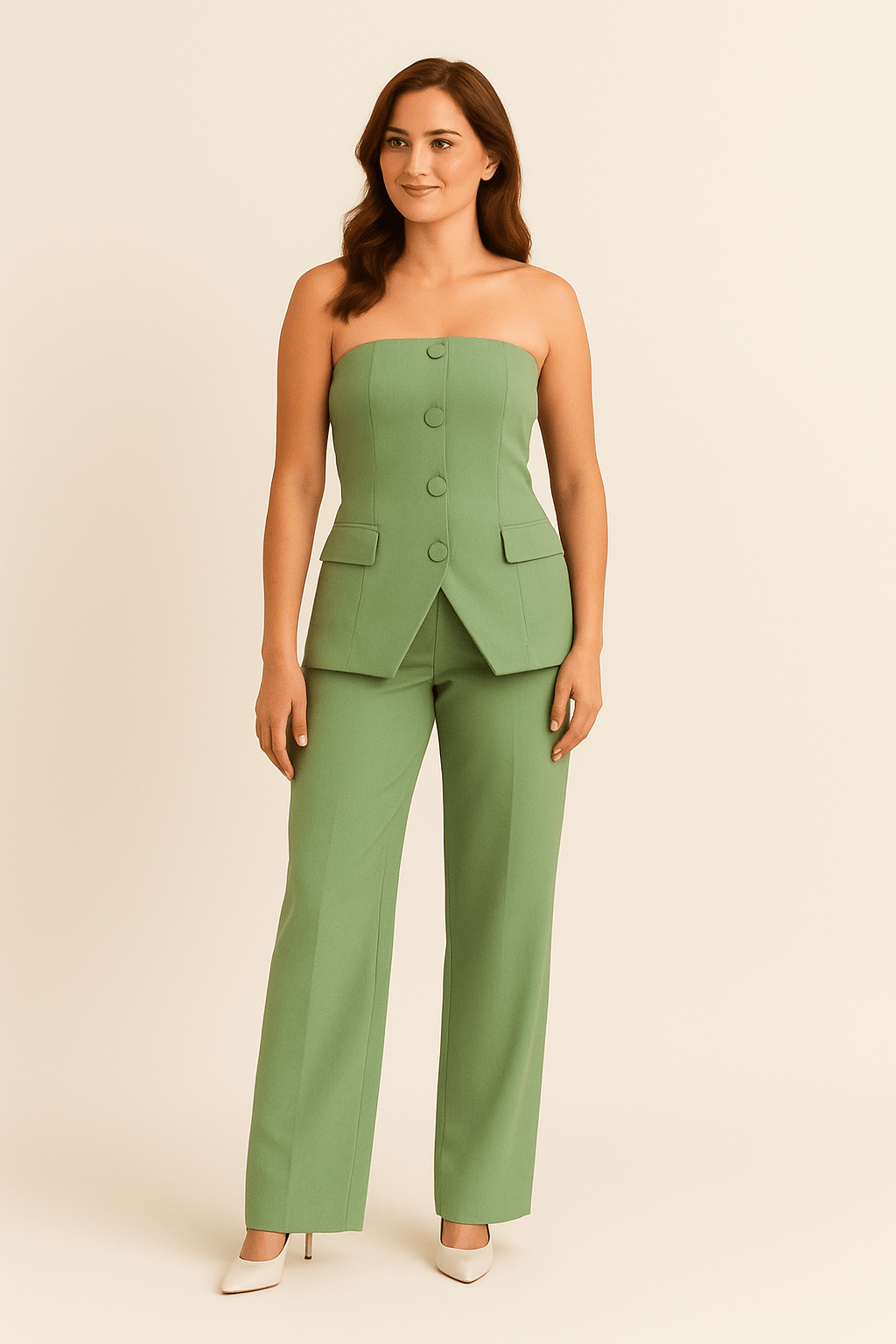 HERBERGER | Damen Sommer Jumpsuit-Set mit Oberteil und Hose mit Knopfverschluss