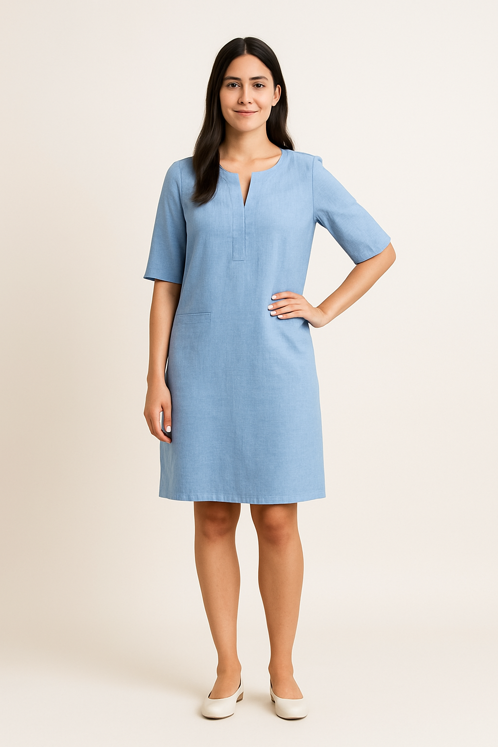 HERBERGER | Sommerliches Damen Kleid in Leinenoptik mit taillierter Passform luftig & leicht