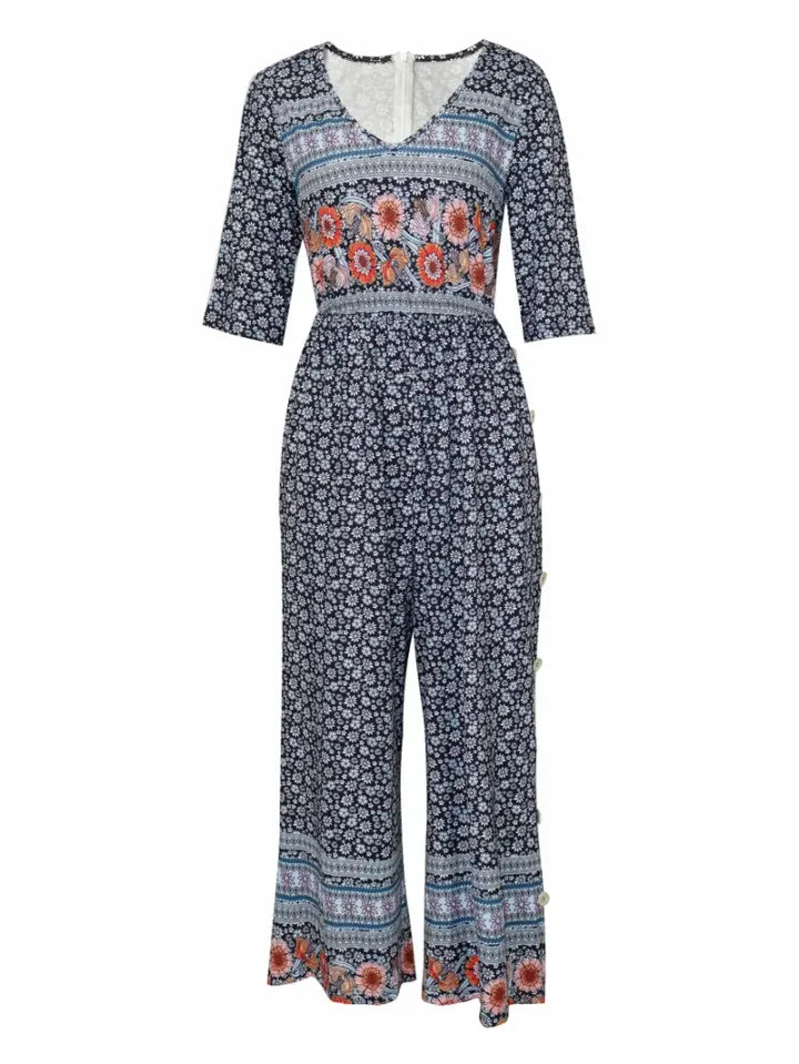 Nerina Vintage Jumpsuit Im Boho Stil Mit Blumen