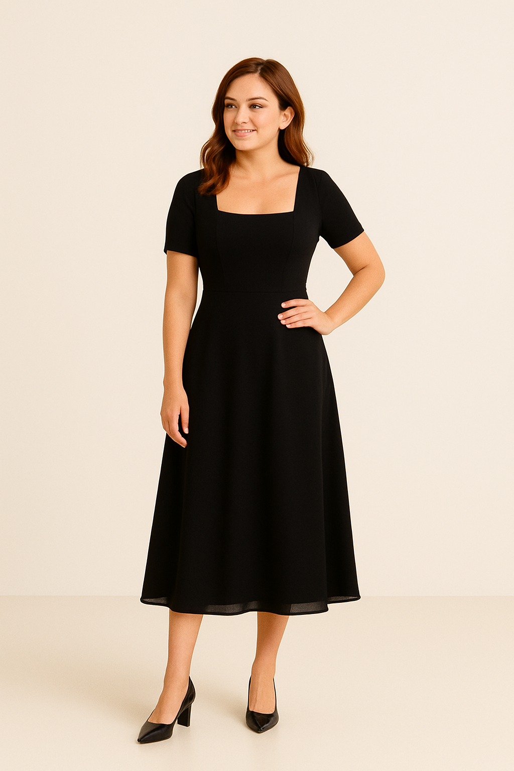 HERBERGER | Sommerliches Damen A-Linien Midikleid mit eckigem Ausschnitt