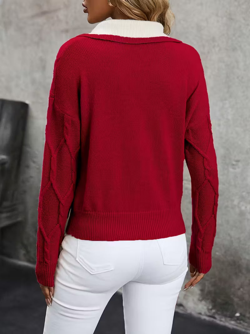 Mahalia™ Pullover Mit Zopfmuster Und Kragen