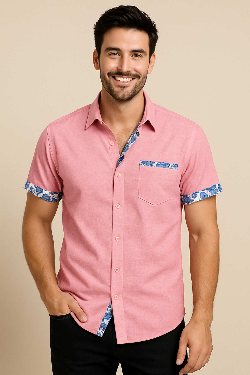 HERBERGER | Herren Kurzarmhemd in Leinenoptik für Sommer und Freizeit