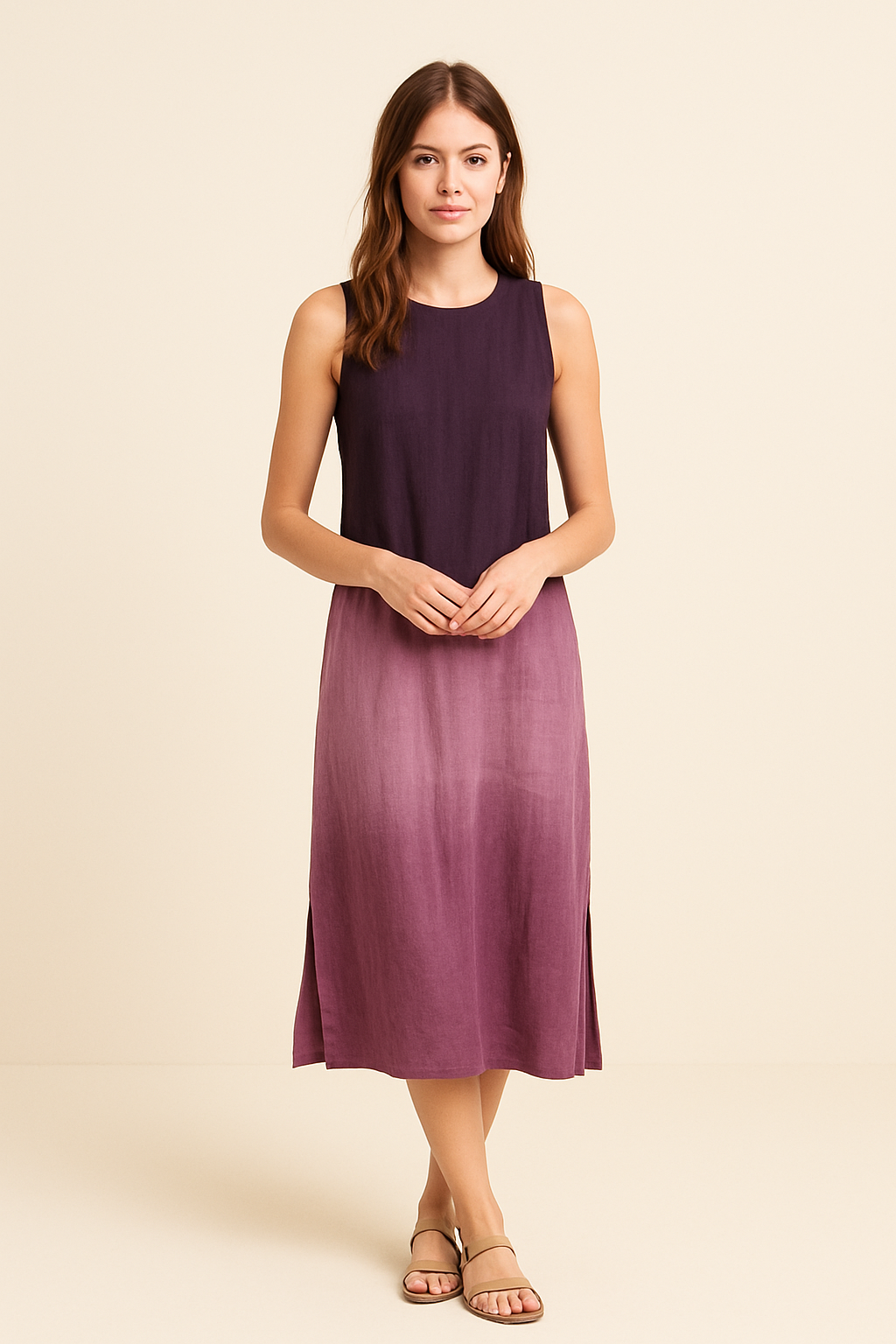 HERBERGER | Damen Ärmelloses Maxikleid mit Rundhalsausschnitt luftig & leicht